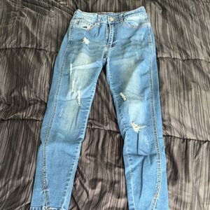 Distressed Blue Jeans